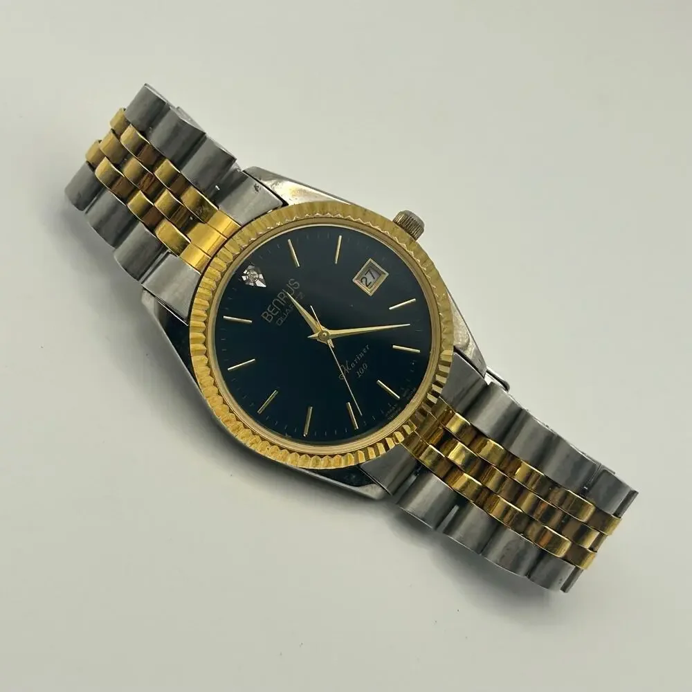 Vintage Benrus Diamond Quartz Mariner Watch Working New Battery
